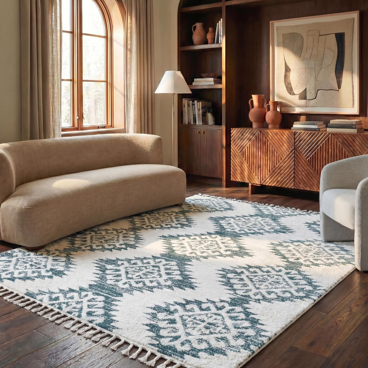 SAFAVIEH Moroccan Tassel Shag Rug 10'x14', Soft Plush Ivory & Brown MTS652A