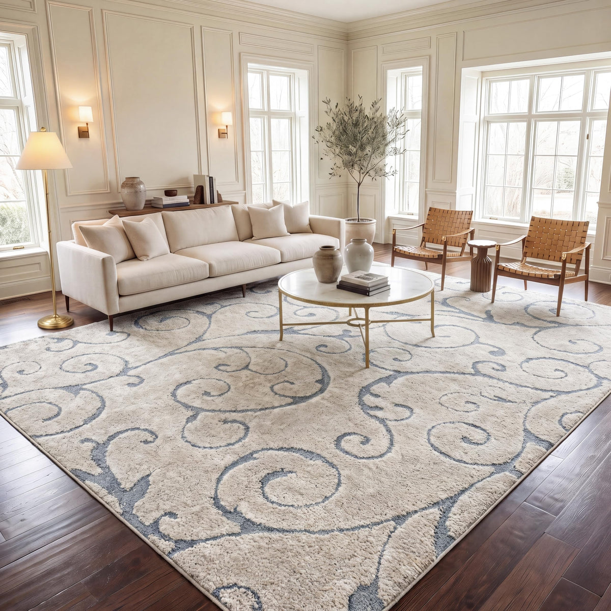 SAFAVIEH Florida Shag Rug 8'x10', Soft Plush Cream & Beige SG455-1113