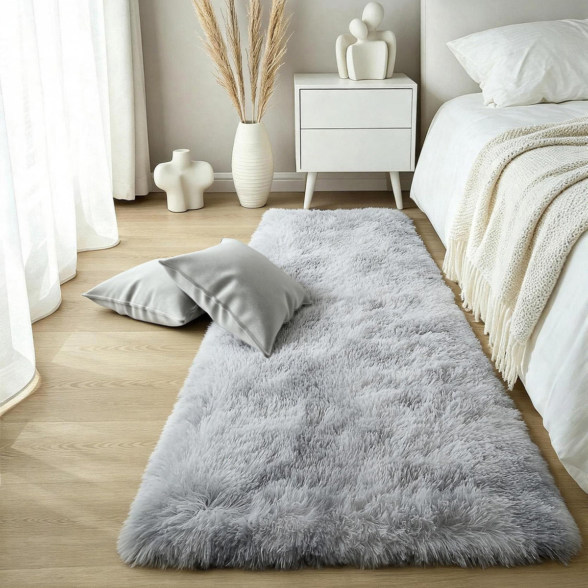 KICHOWUA 4x6 Fluffy Fuzzy Kids Shag Rainbow Rug for Girls Bedroom Playroom
