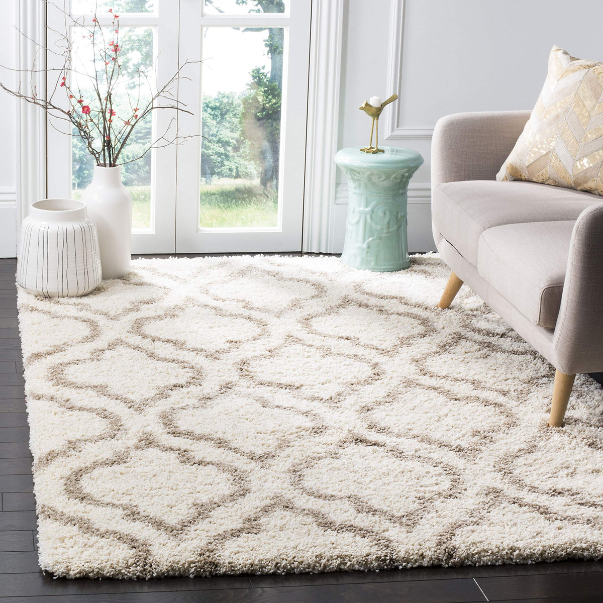 SAFAVIEH Hudson Shag Rug 8x10, Plush Large Multi Ivory & Beige SGH284E
