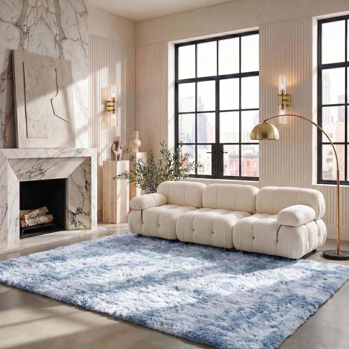 SAFAVIEH Rainbow Shag Collection Area Rug - 8' x 10', Light Beige, Slip Resistant, Non-Shedding & Easy Care, 1.6-inch Thick, Ideal for Living Room, Bedroom, Home Office, Dining Space (RBO100A-8)