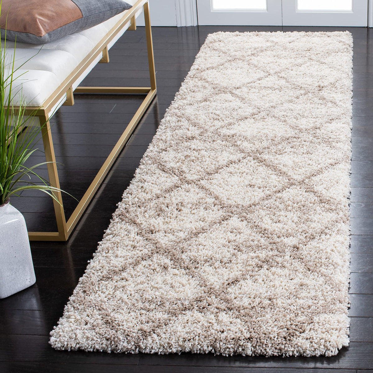 SAFAVIEH Hudson Shag Rug 8'x10', Soft Plush Moroccan Ivory & Beige SGH281D
