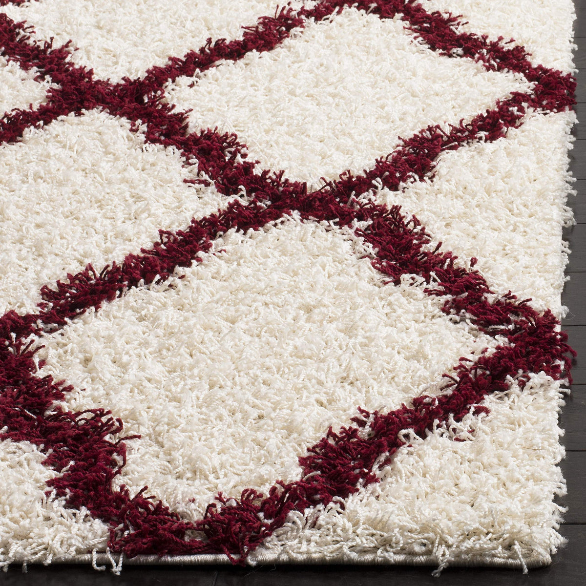 SAFAVIEH Dallas Shag Collection 8' x 10' Beige/Ivory SGD257D Trellis Non-Shedding Living Room Bedroom Dining Room Entryway Plush 1.5-inch Thick Area Rug