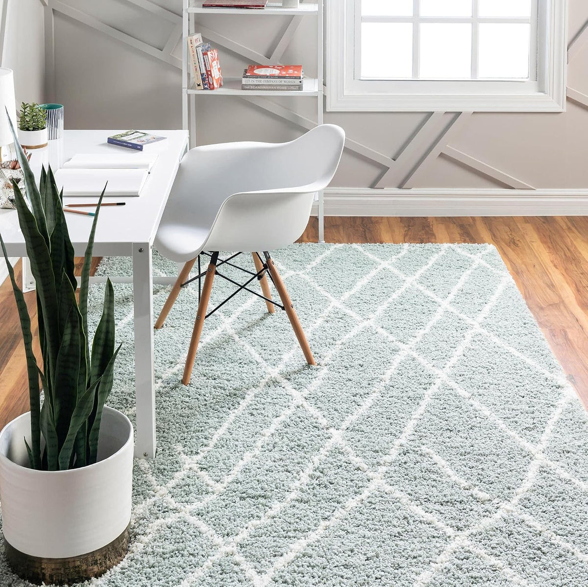 Rugs.com - Soft Touch Shag Rug – 6' 1 x 9' Sage Green Plush Shag Rug – Ultra Soft High Pile Area Rug for Bedroom, Living Room, and Home Office