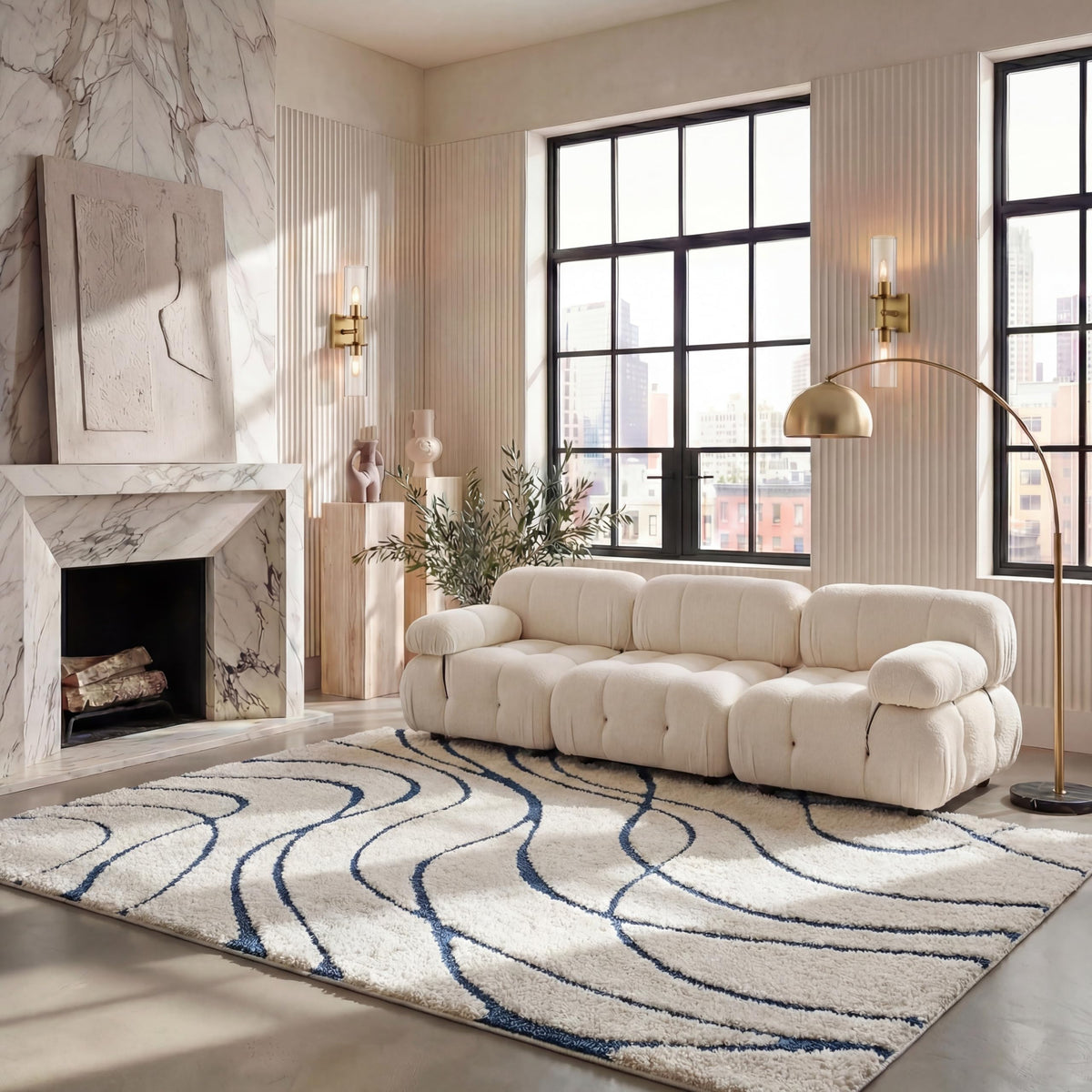 SAFAVIEH Florida Shag Rug 6'x9', Soft Plush Modern Cream & Beige SG471-1113