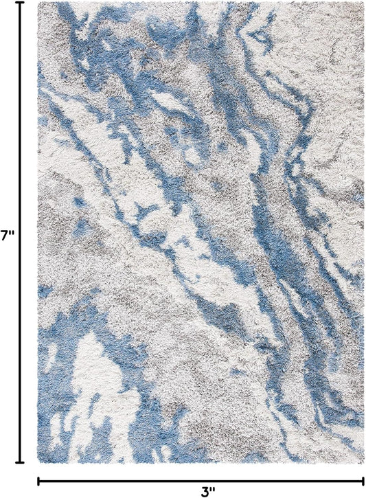 SAFAVIEH Horizon Shag Rug 5'3"x7'7", Soft Plush Modern Grey & Blue HZN890G