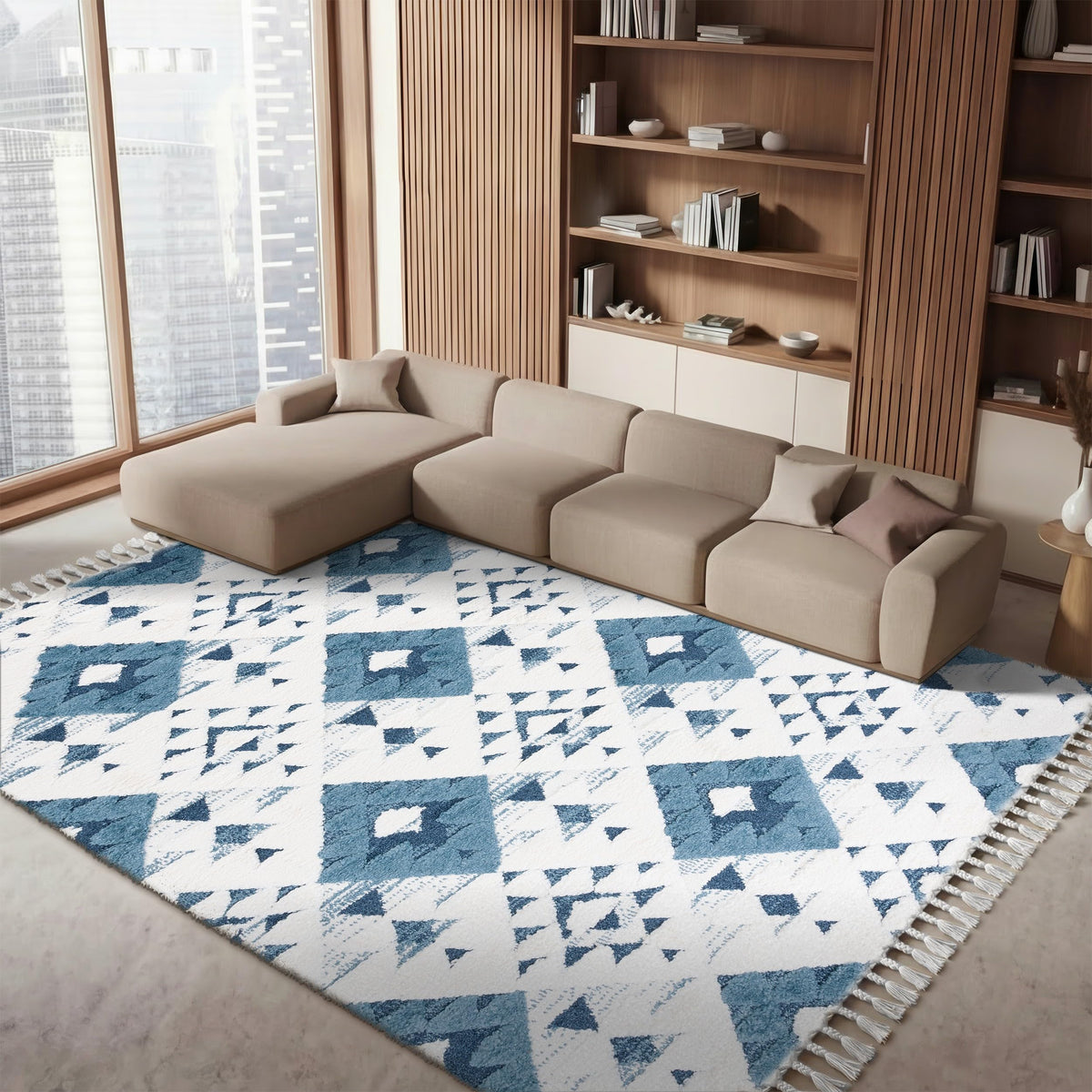 SAFAVIEH Moroccan Tassel Shag Rug 5'3"x7'6", Ivory & Brick Rust MTS688P