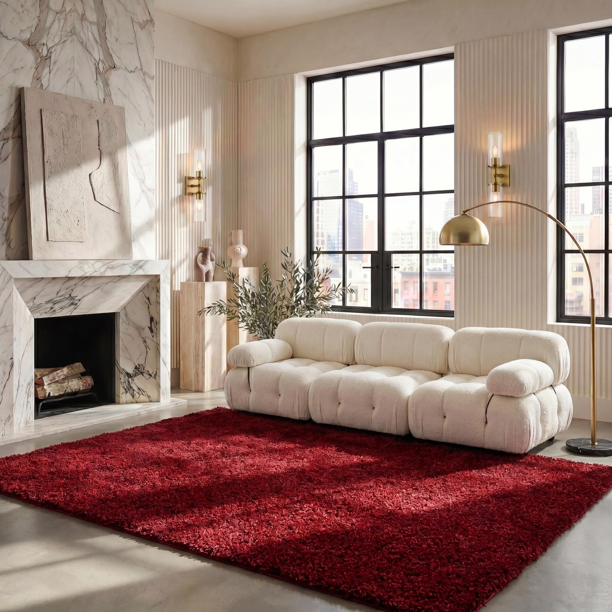 SAFAVIEH Area Rug 8x10 - California Shag Collection - Large - Beige, Non-Shedding & Easy to Clean, Ultra Plush Thick Pile, Ideal for Living Room, Bedroom, Dining Space (SG151-1313)