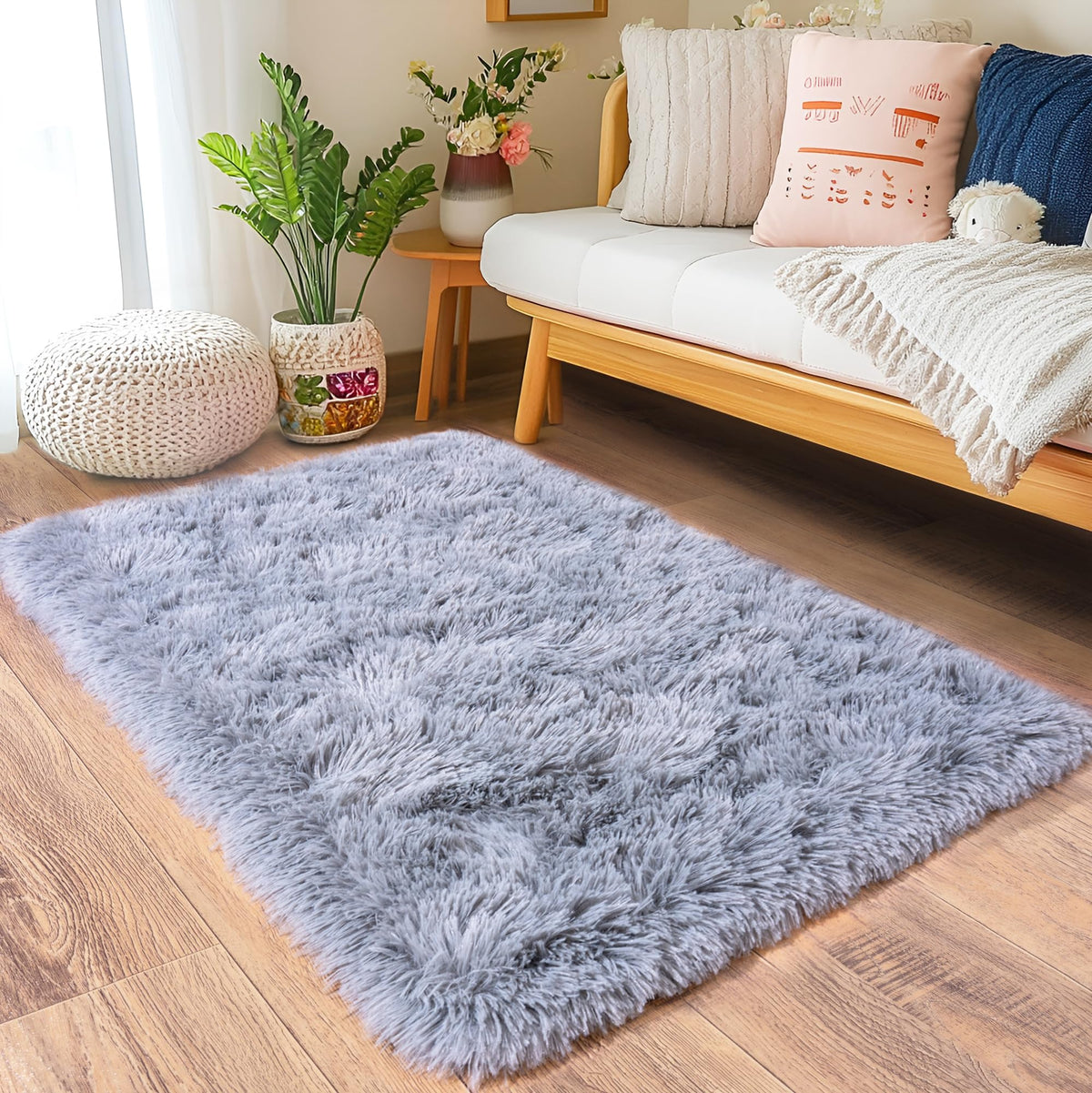 8x10 Area Rugs for Living Room, Ultra Soft Large Shag Black Bedroom Rug Upgrade Non-Slip Plush Modern Fluffy Carpet for Kids Boys Girls Room Home Decor Aesthetic