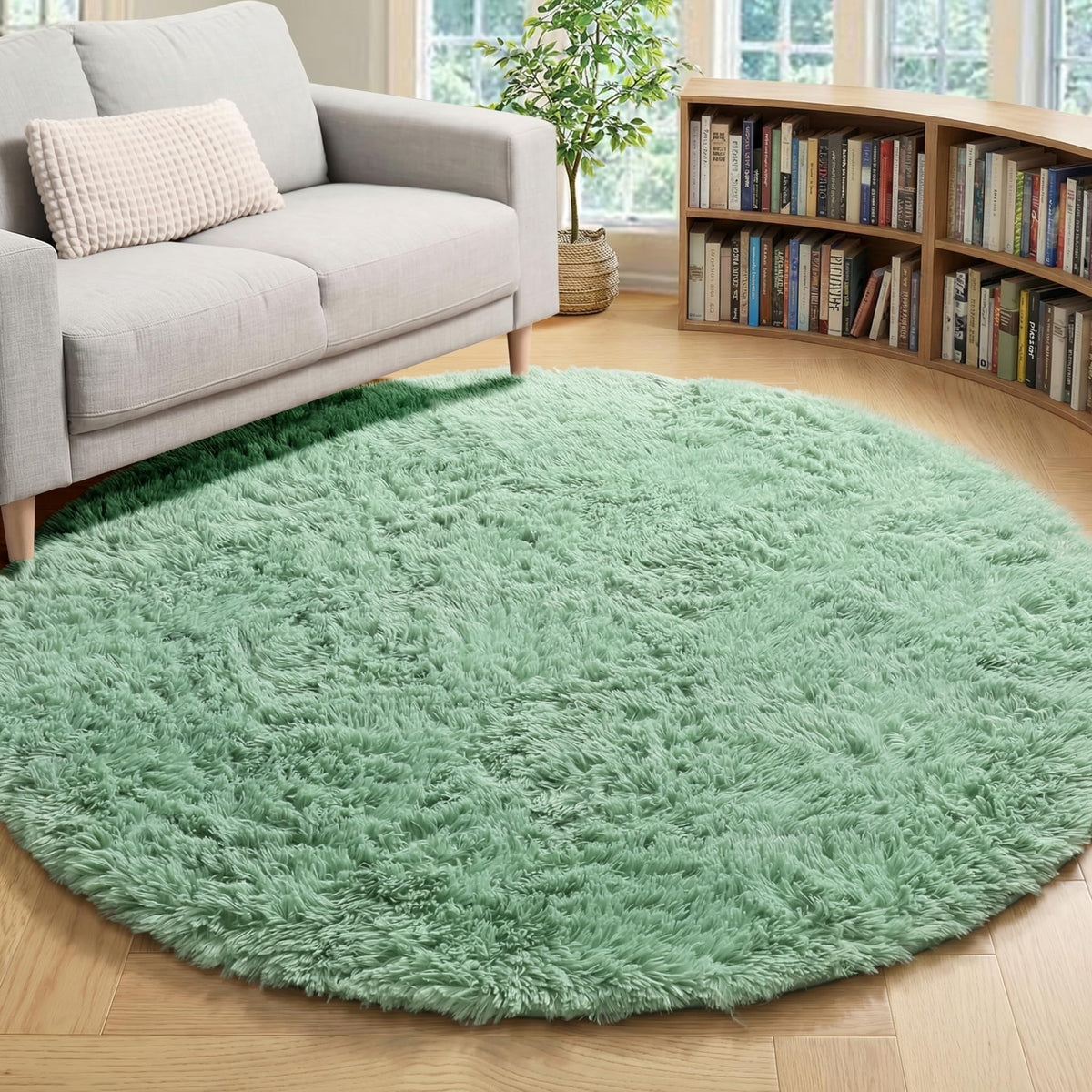 Area Rugs for Living Room Bedroom, 5x8 Fluffy Tie-Dyed Light Grey Shag Rug