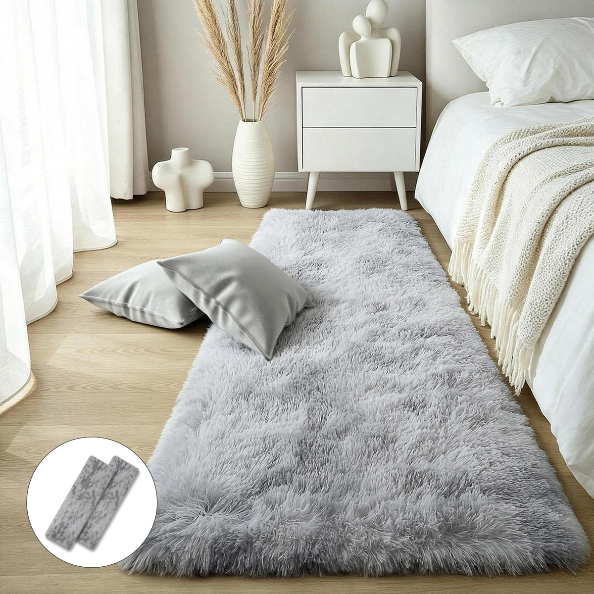 KICHOWUA 4x6 Fluffy Fuzzy Kids Shag Rainbow Rug for Girls Bedroom Playroom