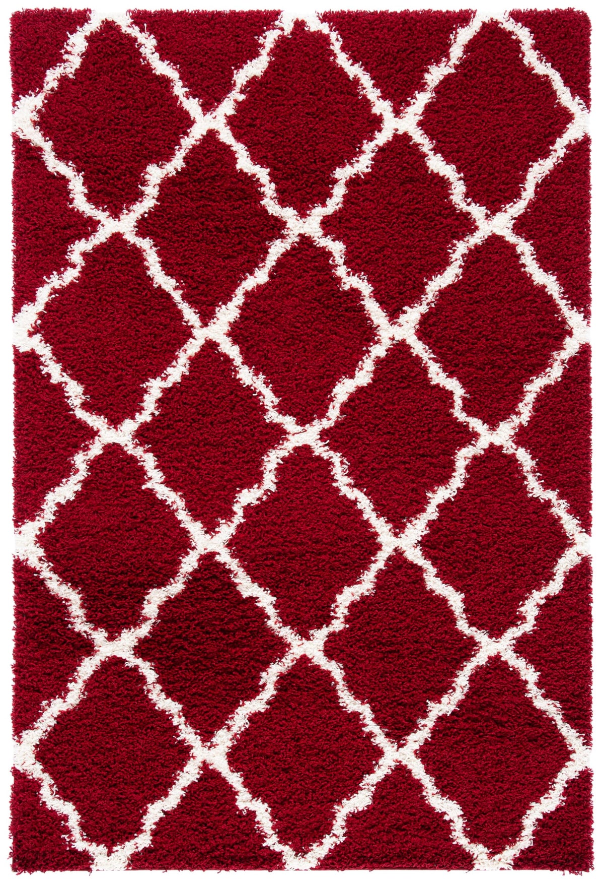 SAFAVIEH Dallas Shag Collection 8' x 10' Beige/Ivory SGD257D Trellis Non-Shedding Living Room Bedroom Dining Room Entryway Plush 1.5-inch Thick Area Rug