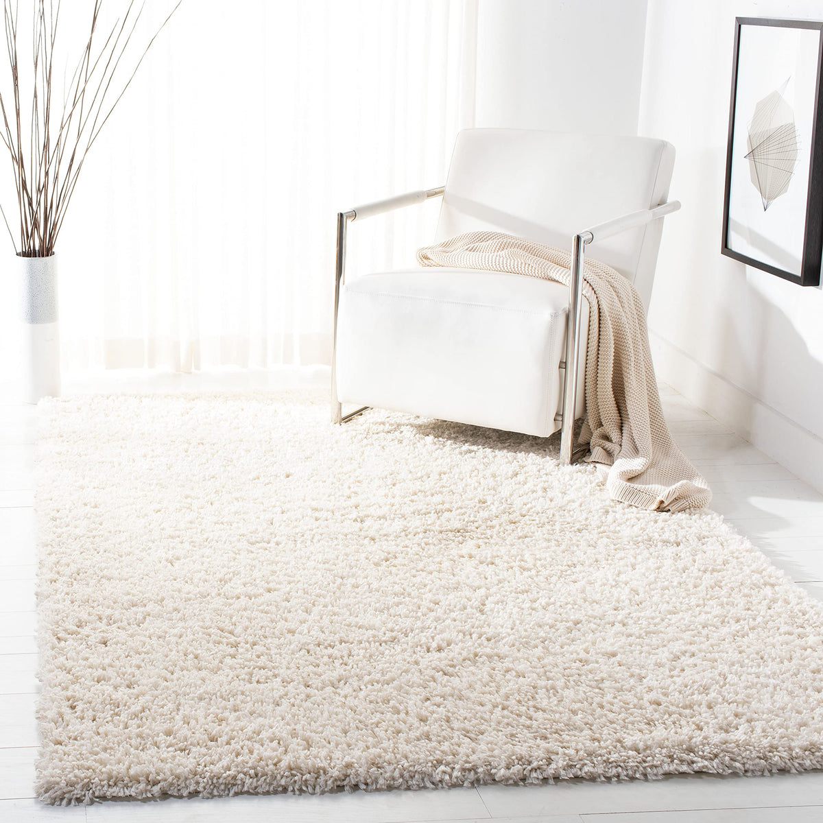 SAFAVIEH August Shag Rug 5'3"x7'6", Soft Plush Modern Ivory AUG200C