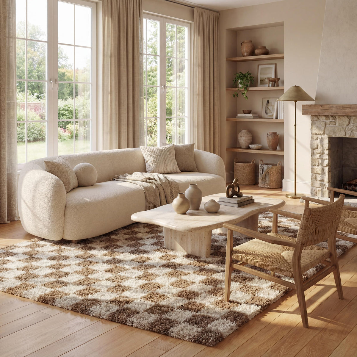 nuLOOM Adelaide Beige Checkered Power Loomed Area Rug, 5' x 8'