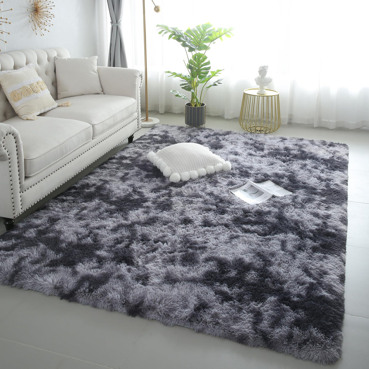 KICHOWUA 4x6 Fluffy Fuzzy Kids Shag Rainbow Rug for Girls Bedroom Playroom