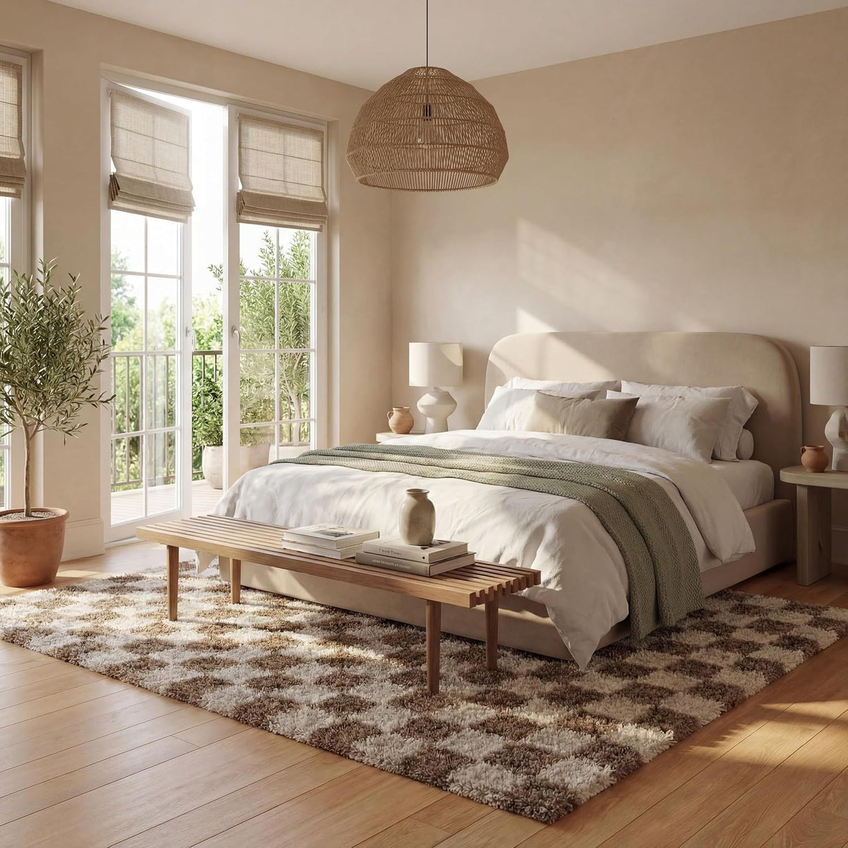nuLOOM Adelaide Beige Checkered Power Loomed Area Rug, 5' x 8'
