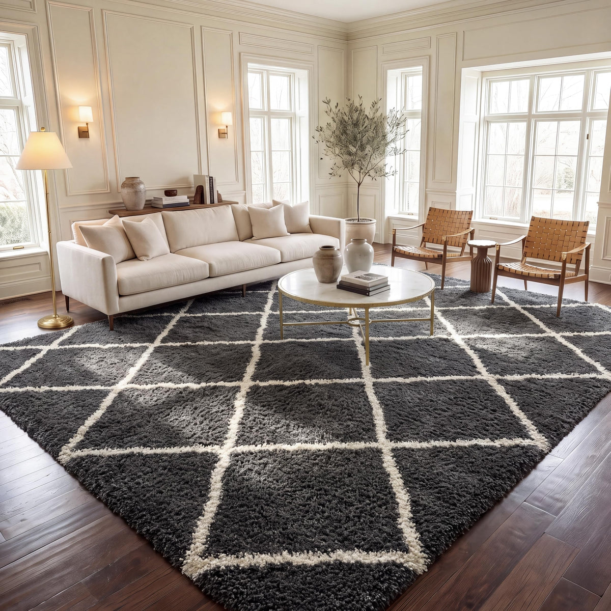 SAFAVIEH Hudson Shag Rug 8'x10', Soft Plush Moroccan Ivory & Beige SGH281D