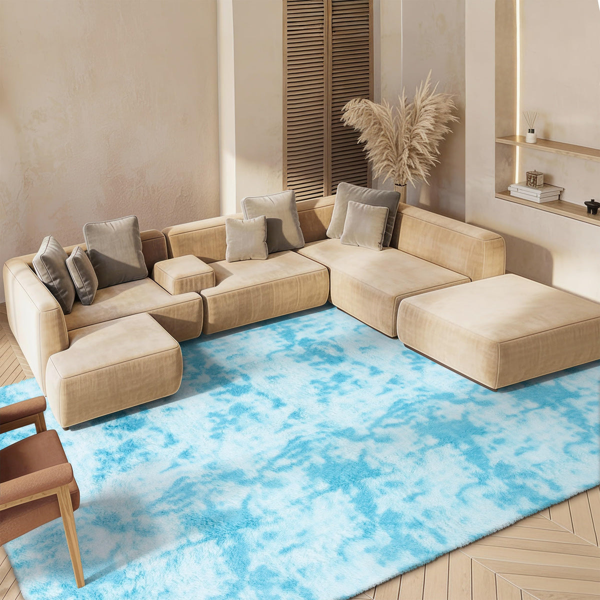 SAFAVIEH Rainbow Shag Collection Area Rug - 8' x 10', Light Beige, Slip Resistant, Non-Shedding & Easy Care, 1.6-inch Thick, Ideal for Living Room, Bedroom, Home Office, Dining Space (RBO100A-8)