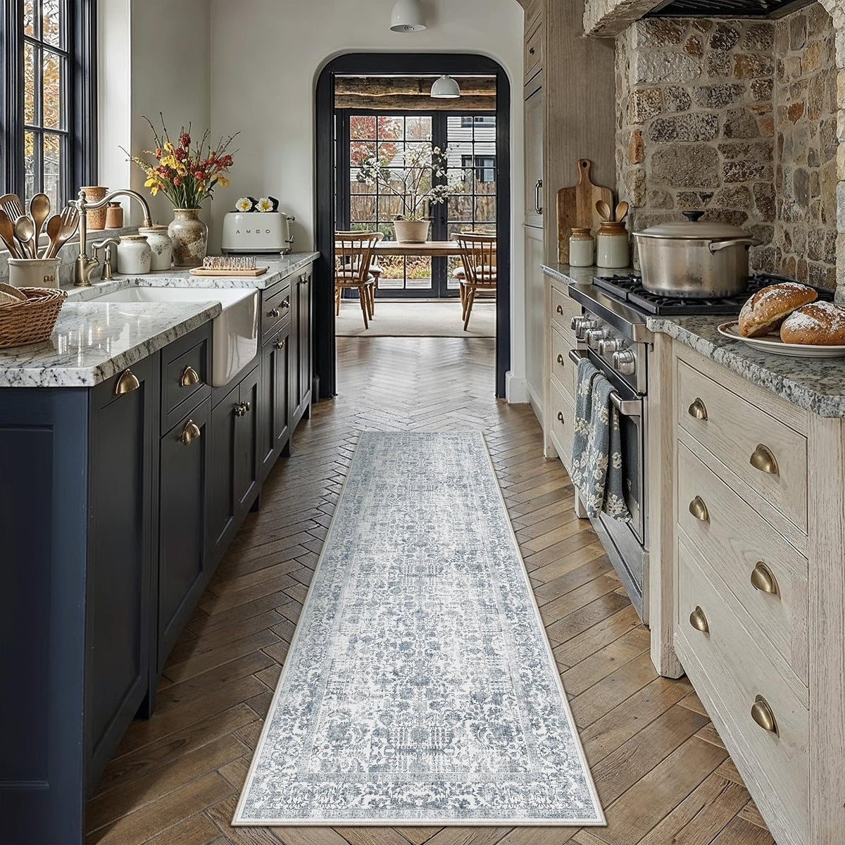 PureCozy Gray Area Rug 8x10 Vintage Floral
