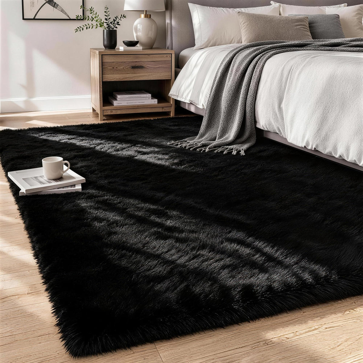 8x10 Area Rugs for Living Room Bedroom,Ultra Soft Fluffy Shag Rug Grey