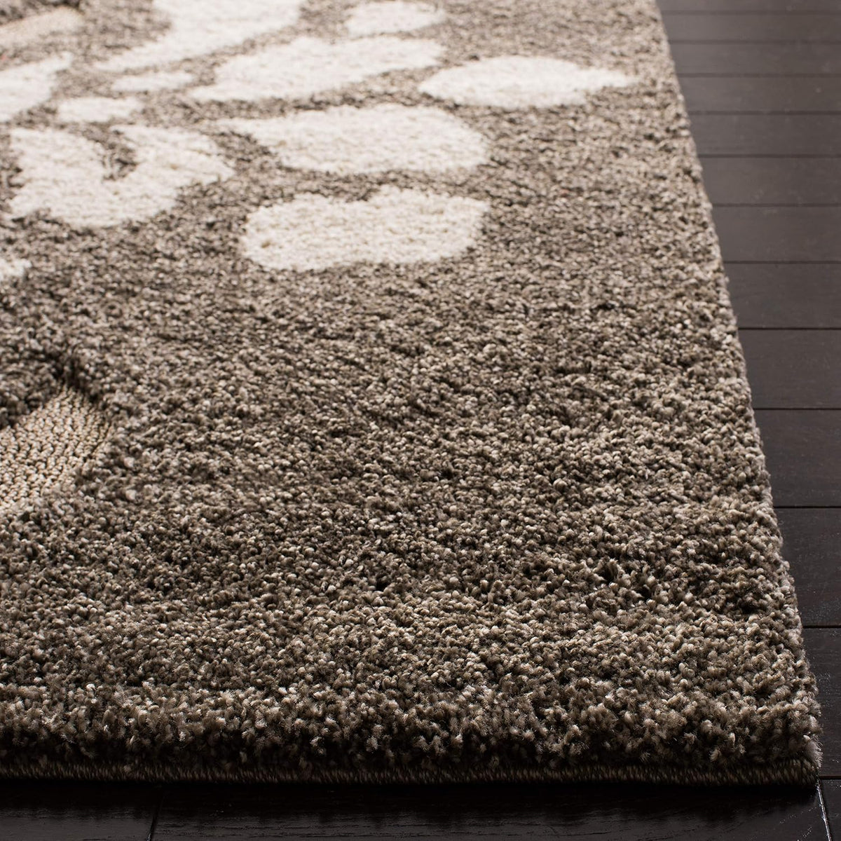 SAFAVIEH Area Rug 8x10 - Florida Shag Collection - Large - Smoke & Beige, Floral Design, Non-Shedding & Easy Cleaning, Plush Thick Pile, Ideal for Living Room, Bedroom, Dining Space (SG464-7913)