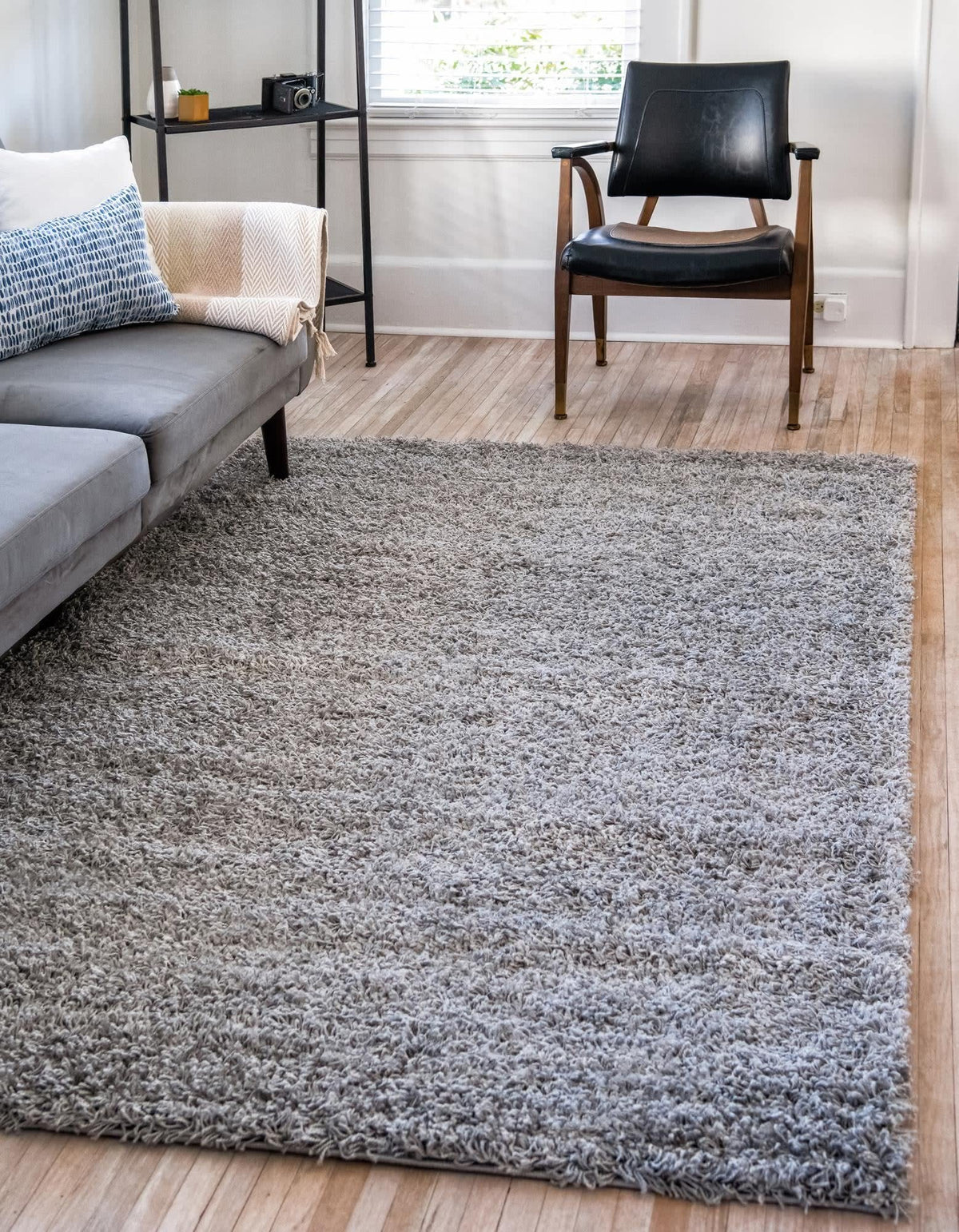 Unique Loom Solid Shag Collection Area Rug (8' x 10' Rectangle, Sandy Brown)