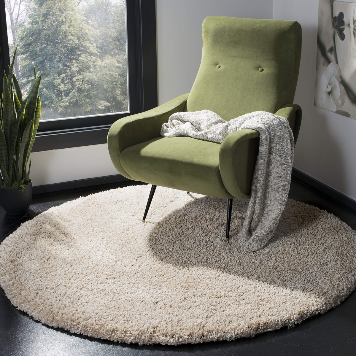 SAFAVIEH California Shag Collection Area Rug - 8' x 10', Ivory, Non-Shedding & Easy to Clean, Ultra Plush Thick Pile, Ideal for Living Room, Bedroom, Dining Space (SG151-1212)