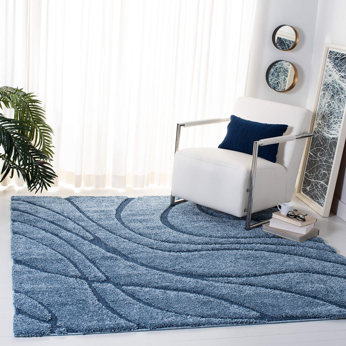 SAFAVIEH Florida Shag Rug 6'x9', Soft Plush Modern Cream & Beige SG471-1113
