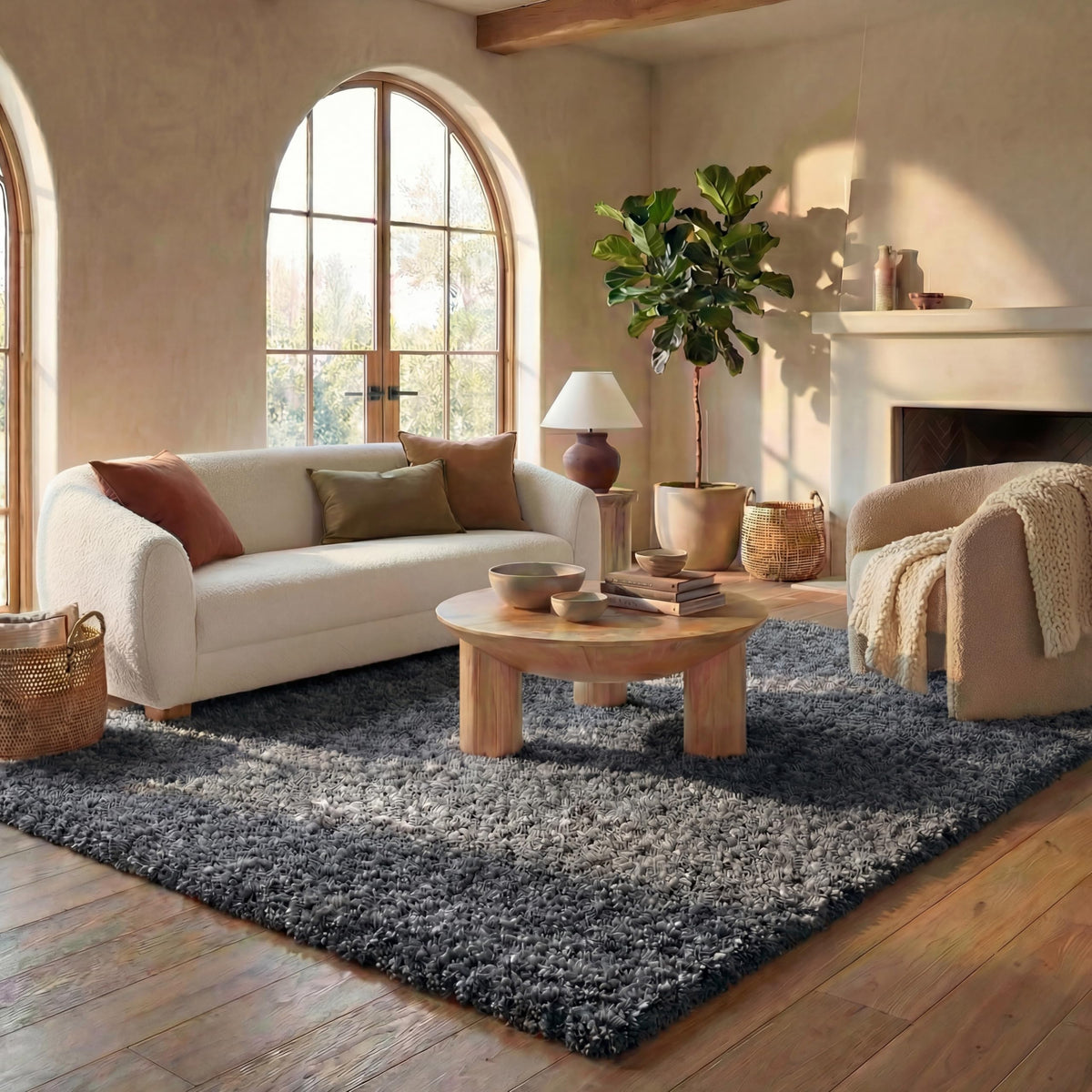 SAFAVIEH Area Rug 8x10 - California Shag Collection - Large - Beige, Non-Shedding & Easy to Clean, Ultra Plush Thick Pile, Ideal for Living Room, Bedroom, Dining Space (SG151-1313)