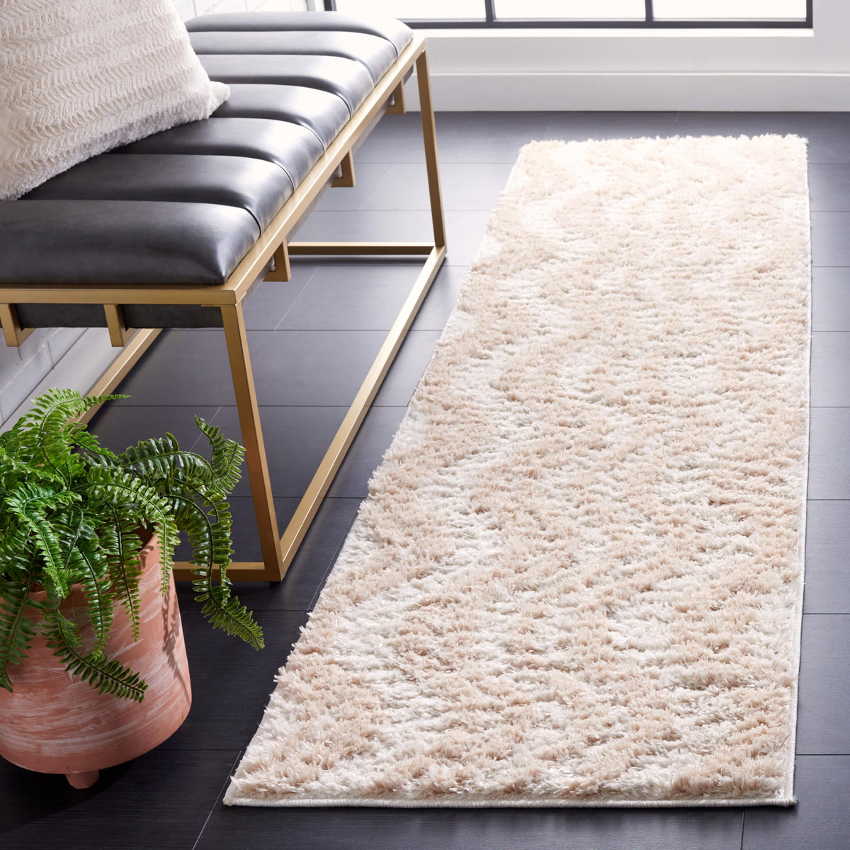 SAFAVIEH Norway Shag Collection Area Rug - 5'3" x 7'6", Blue & Ivory, Wave Design, Non-Shedding & Easy Care, 1.2-inch Thick Ideal for High Traffic Areas in Living Room, Bedroom (NOR210M)