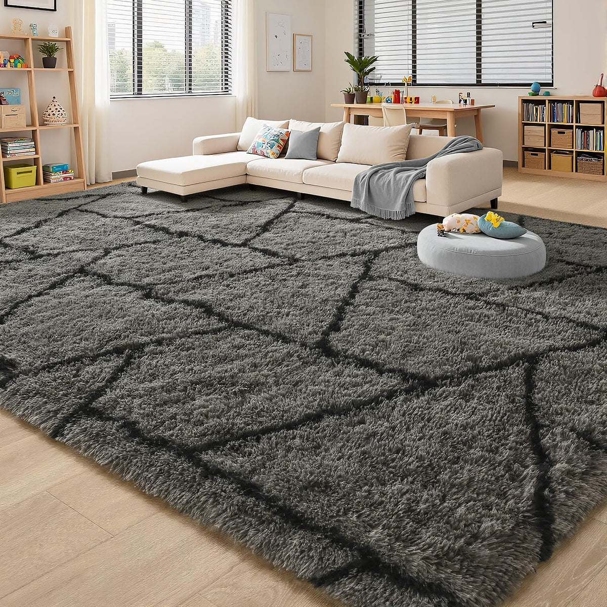 5x7 Plush Burgundy Red Area Rug