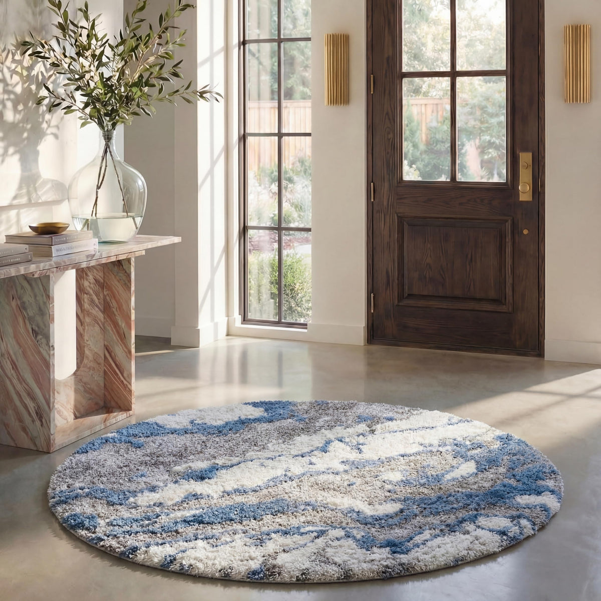 SAFAVIEH Horizon Shag Rug 4'x6', Soft Plush Modern Grey & Blue HZN890G
