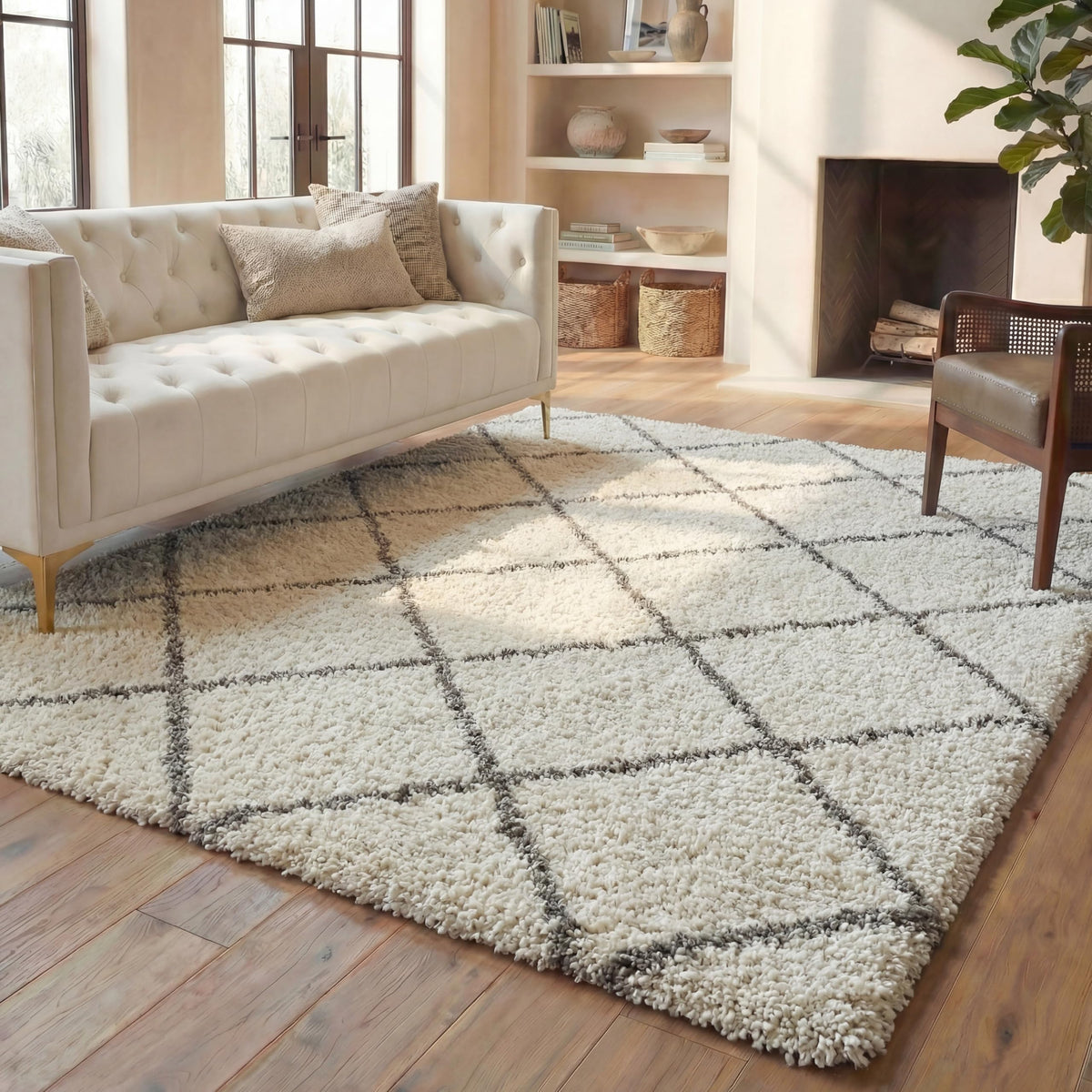 SAFAVIEH Hudson Shag Rug 8'x10', Soft Plush Moroccan Ivory & Beige SGH281D