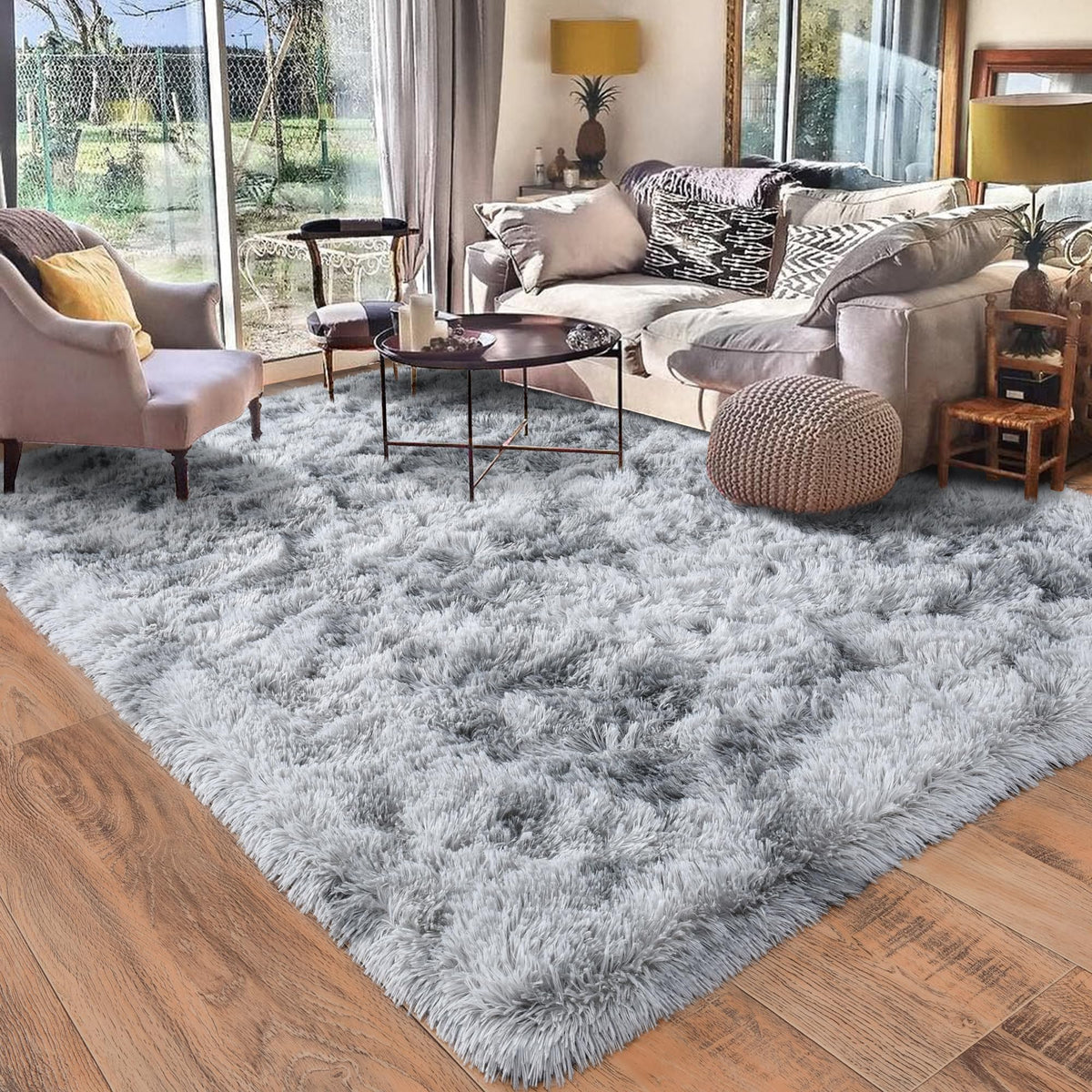8x10 Area Rugs for Living Room, Ultra Soft Large Shag Black Bedroom Rug Upgrade Non-Slip Plush Modern Fluffy Carpet for Kids Boys Girls Room Home Decor Aesthetic