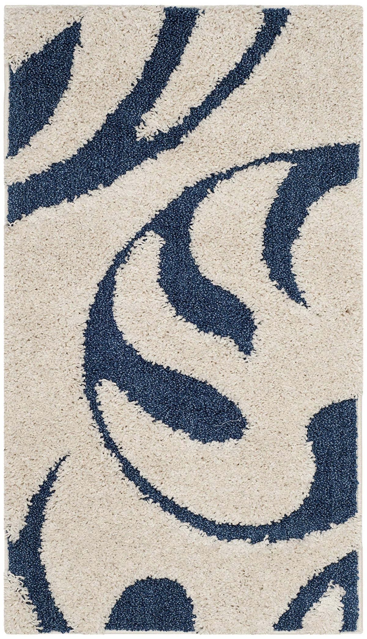 SAFAVIEH Florida Shag Collection Area Rug - 8'6" x 12', Creme & Creme, Scroll Design, Non-Shedding & Easy Care, 1.2-inch Thick Ideal for High Traffic Areas in Living Room, Bedroom (SG468-1111)