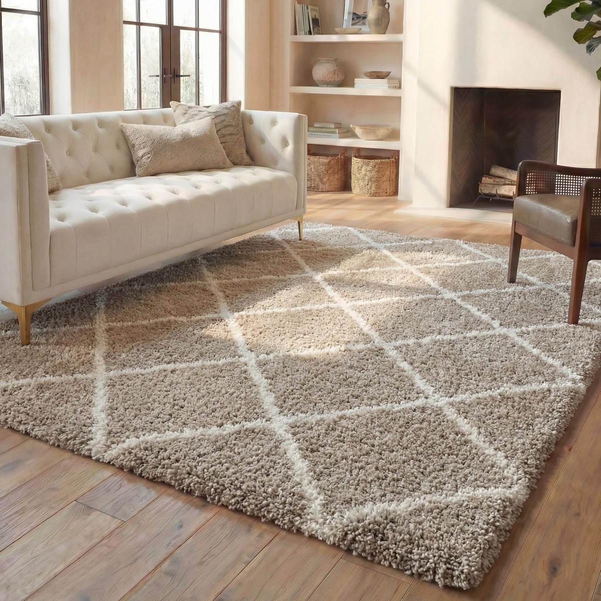 SAFAVIEH Hudson Shag Rug 8'x10', Soft Plush Moroccan Ivory & Beige SGH281D