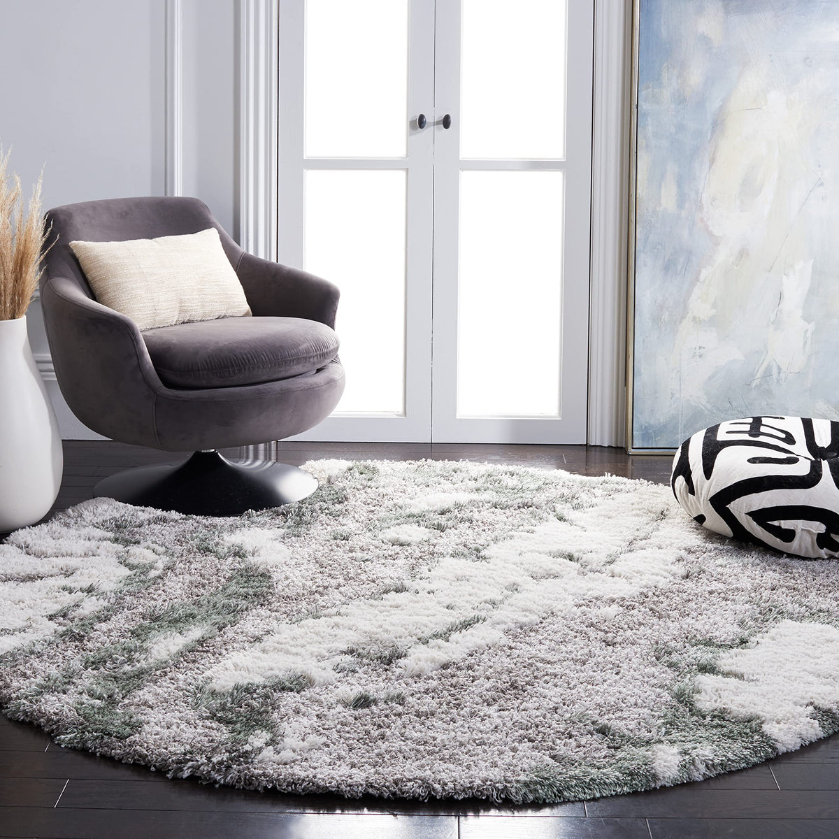 SAFAVIEH Horizon Shag Rug 4'x6', Soft Plush Modern Grey & Blue HZN890G