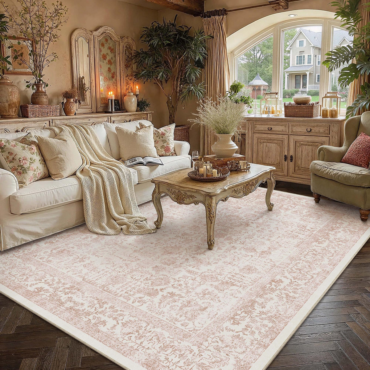 PureCozy Gray Area Rug 8x10 Vintage Floral