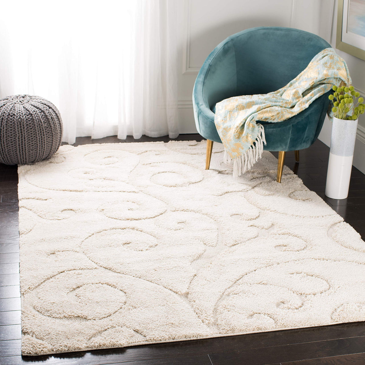 SAFAVIEH Florida Shag Rug 8'x10', Soft Plush Cream & Beige SG455-1113