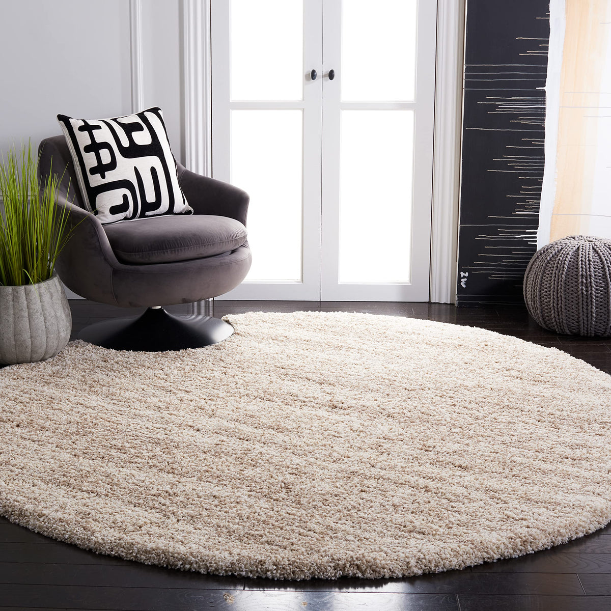 SAFAVIEH Hudson Shag Rug 10x14, Plush X-Large Ivory & Grey SGH295B