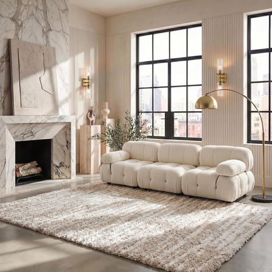 SAFAVIEH Area Rug 8x10 - Lindsay Shag Collection - Large - Beige & Ivory, Non-Shedding & Easy Cleaning, Ultra Plush Thick Pile, Ideal for Living Room, Bedroom, Dining Space (LNS554B)