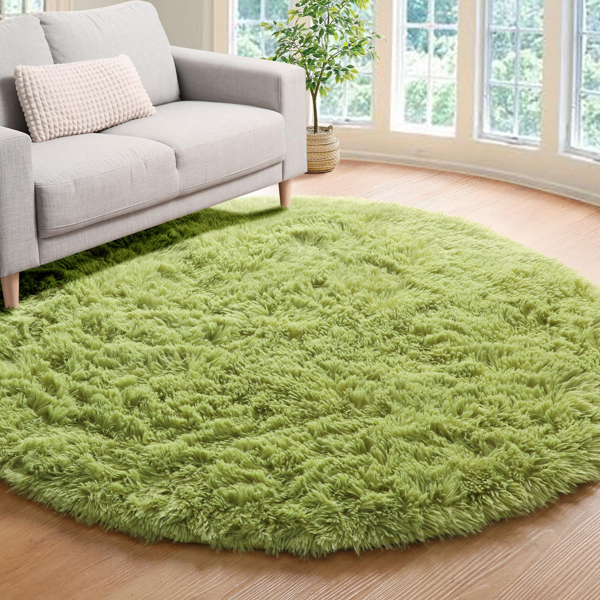 Area Rugs for Living Room Bedroom, 5x8 Fluffy Tie-Dyed Light Grey Shag Rug