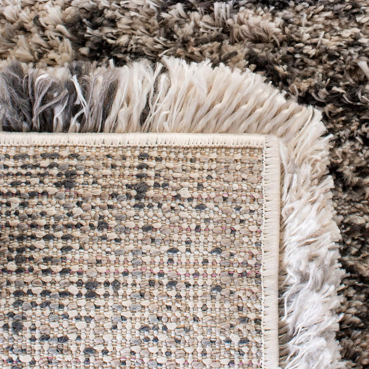 SAFAVIEH Iceland Shag Collection Area Rug - 10' x 14', Cream & Grey, Modern Design, Easy Care, 2.5-inch Thick Ideal for High Traffic Areas in Living Room, Bedroom (ISG519A)