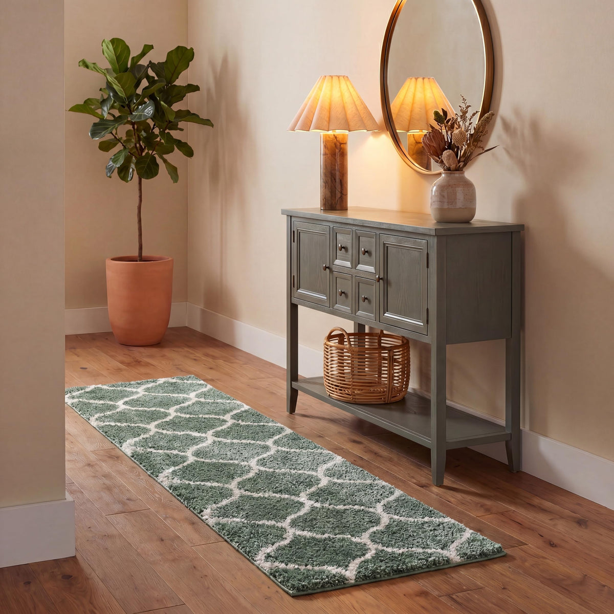 SAFAVIEH Hudson Shag Collection 9' x 12' Grey/Ivory SGH280B Moroccan Ogee Trellis Non-Shedding Living Room Bedroom Dining Room Entryway Plush 2-inch Thick Area Rug