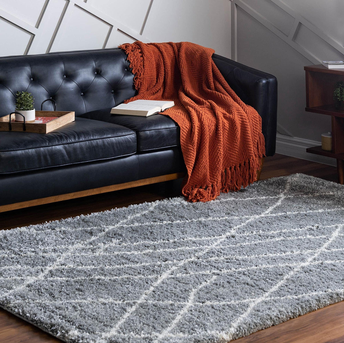 Rugs.com - Soft Touch Shag Rug – 6' 1 x 9' Sage Green Plush Shag Rug – Ultra Soft High Pile Area Rug for Bedroom, Living Room, and Home Office