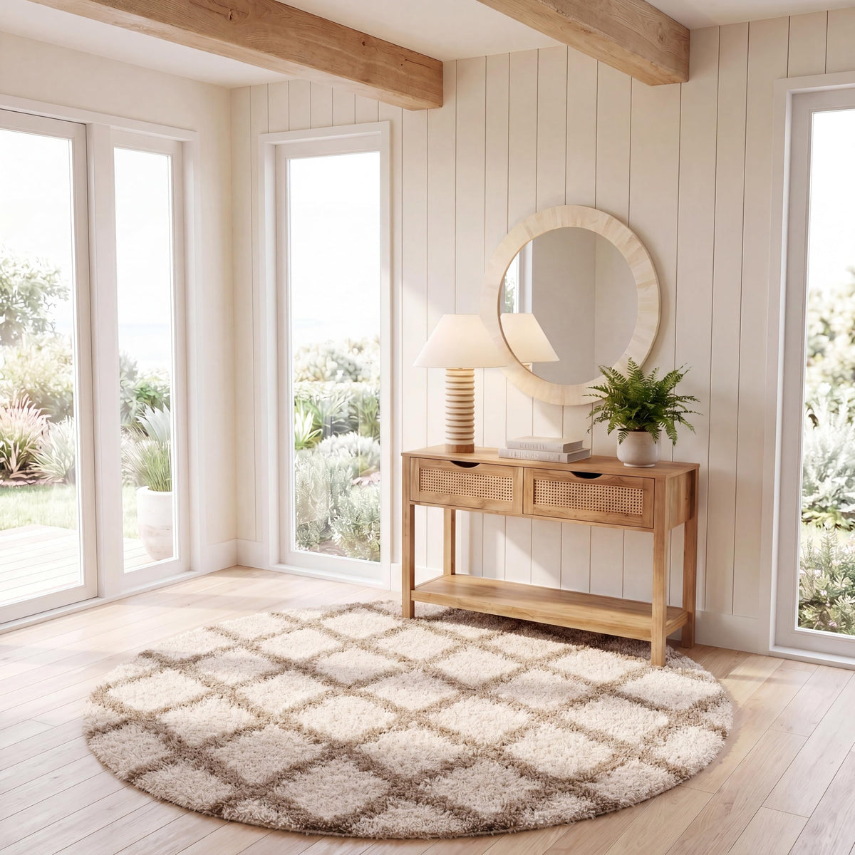 SAFAVIEH Area Rug 8x10 - Dallas Shag Collection - Large - Dark Grey & Ivory, Trellis Pattern, Non-Shedding & Easy Cleaning, Plush Thick Pile, Ideal for Living Room, Bedroom, Dining Space (SGDS258A)