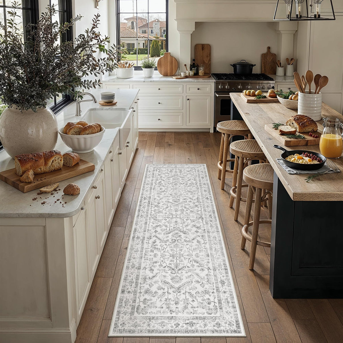 PureCozy Gray Area Rug 8x10 Vintage Floral