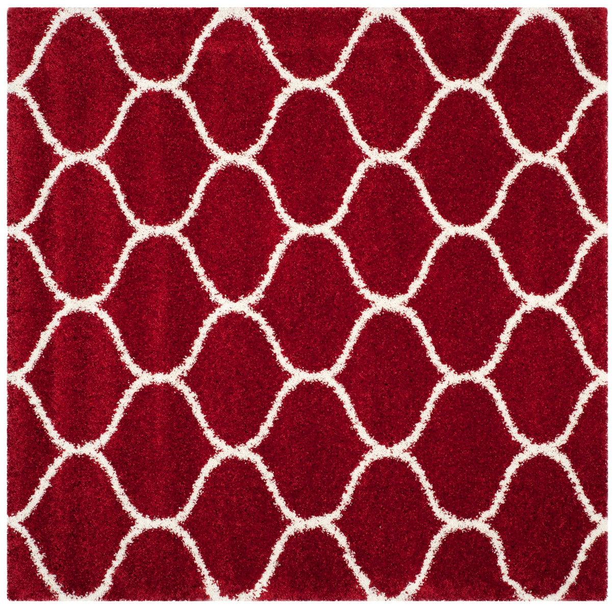 SAFAVIEH Hudson Shag Collection 9' x 12' Grey/Ivory SGH280B Moroccan Ogee Trellis Non-Shedding Living Room Bedroom Dining Room Entryway Plush 2-inch Thick Area Rug