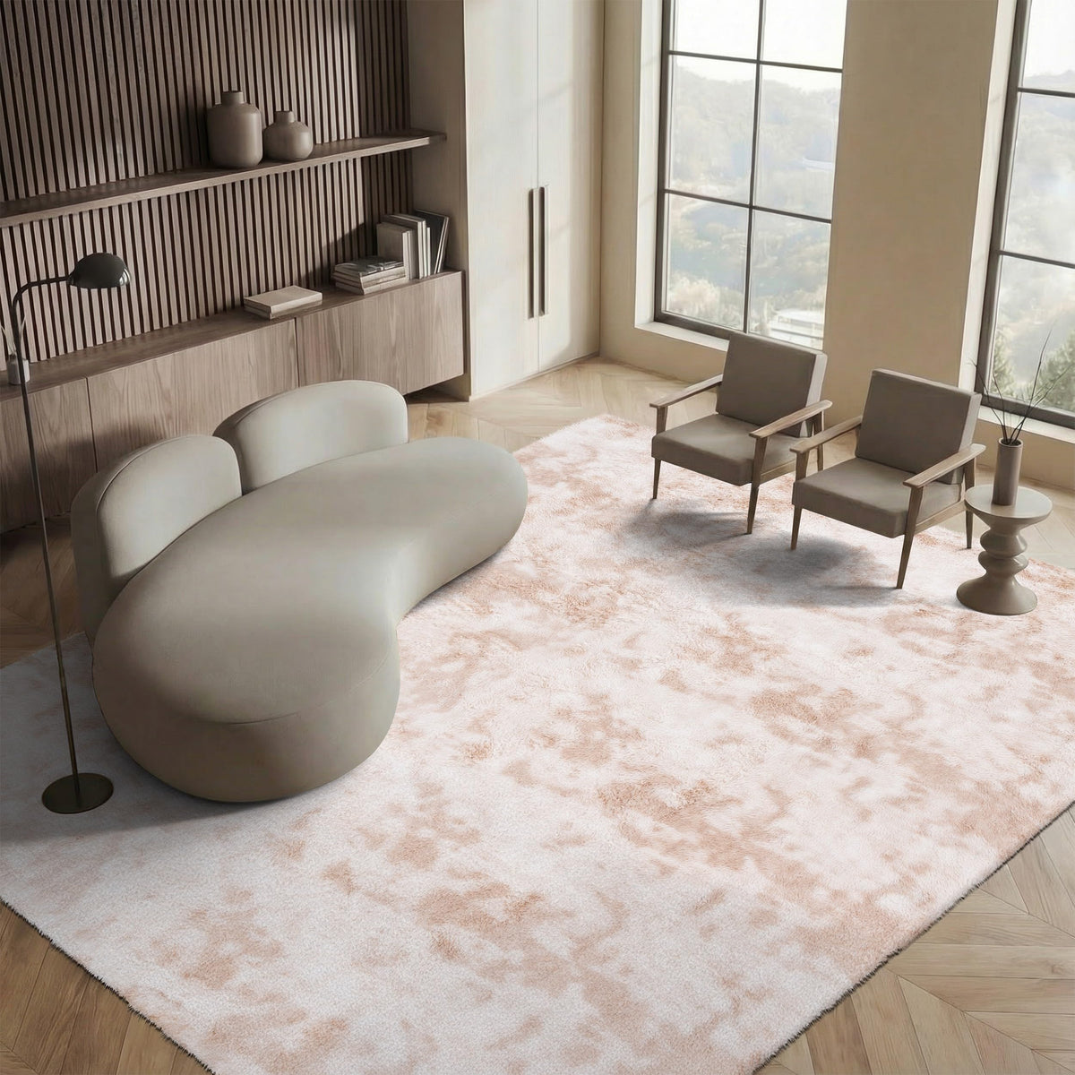 SAFAVIEH Rainbow Shag Collection Area Rug - 8' x 10', Light Beige, Slip Resistant, Non-Shedding & Easy Care, 1.6-inch Thick, Ideal for Living Room, Bedroom, Home Office, Dining Space (RBO100A-8)