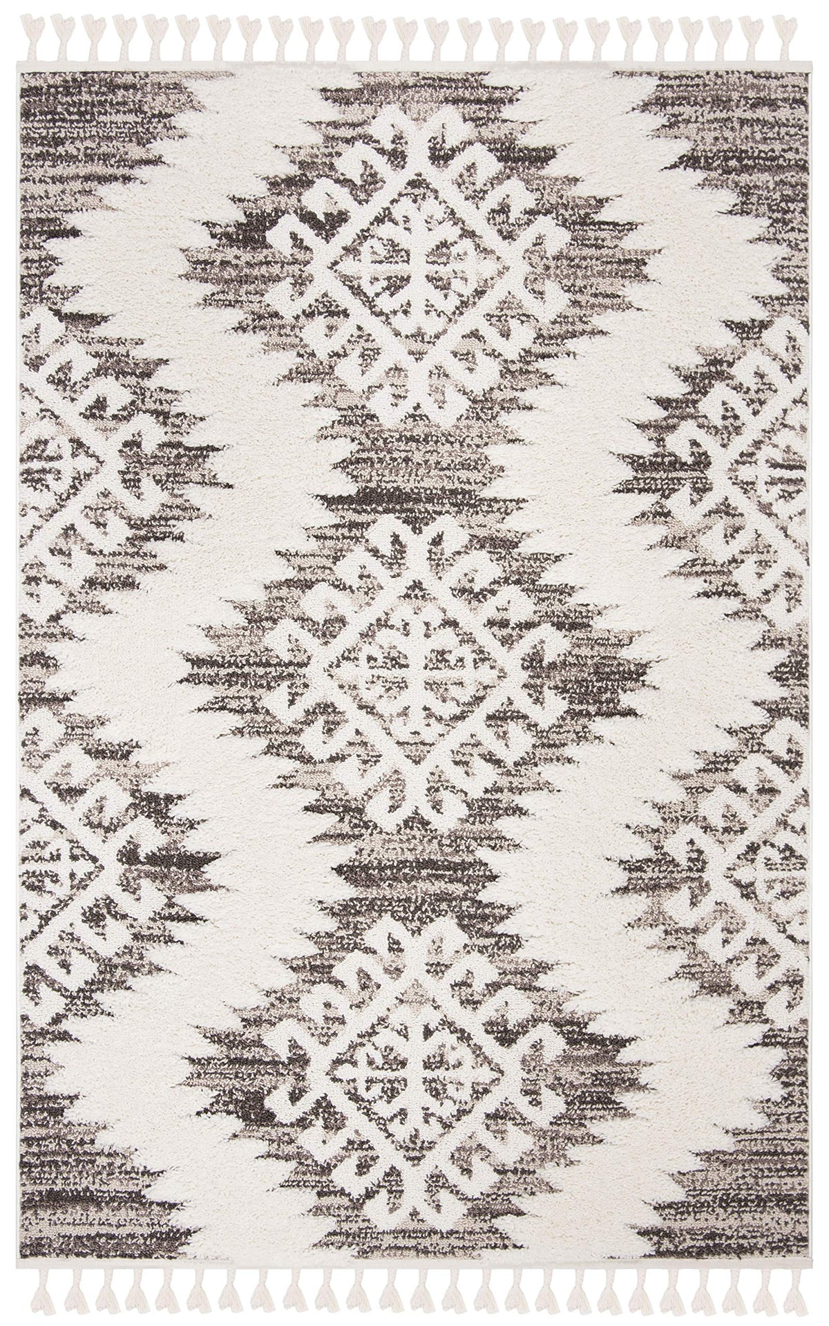 SAFAVIEH Moroccan Tassel Shag Rug 10'x14', Soft Plush Ivory & Brown MTS652A